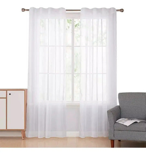 Juego De Cortinas Blancas Poliéster Estampada 245cm X 132cm Blanco
