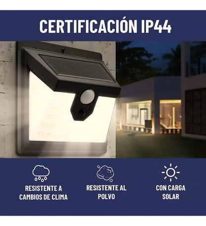 Pack x4 foco lampara solar triple 40smd exterior sensor