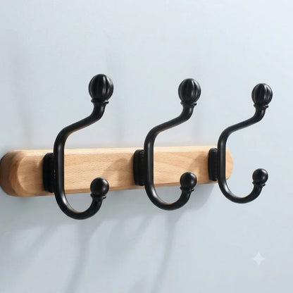 Kit Perchero Simil Madera 4 Ganchos Metal Estilo Vintage Negro