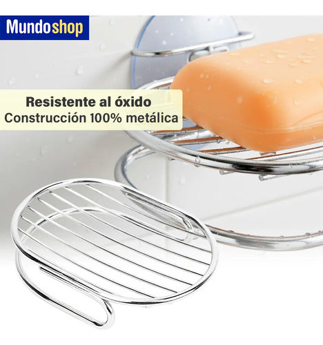 Jabonera Metal Baño Porta Jabon Apoyo Cromado Color Plateado