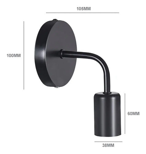 Lampara Aplique De Pared Minimalista Metal Nordico Estructura Negro