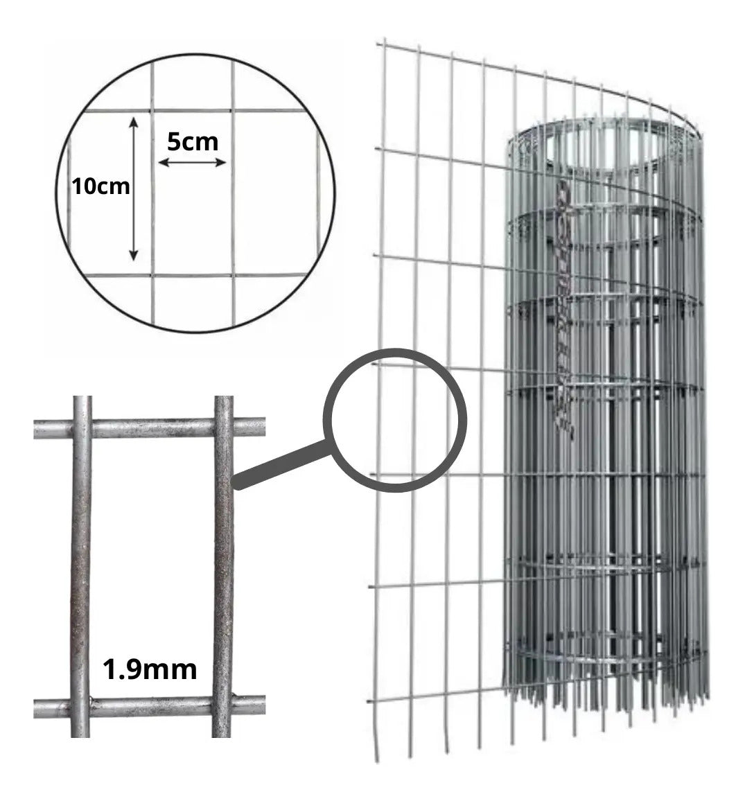 Tejido malla electrosoldada galvanizada rollo 1.80m x25 mt