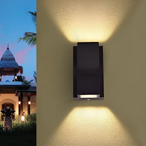 Pack X2 Aplique Exterior Jardin Led Integrado 6w Luz Metal Negro