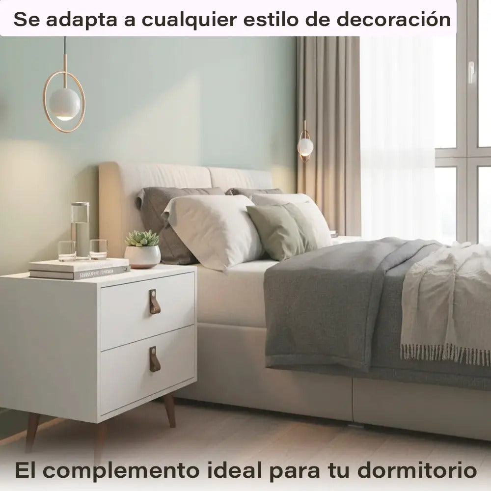 Pack x2 mesas de luz Padua 2 cajones nórdicas