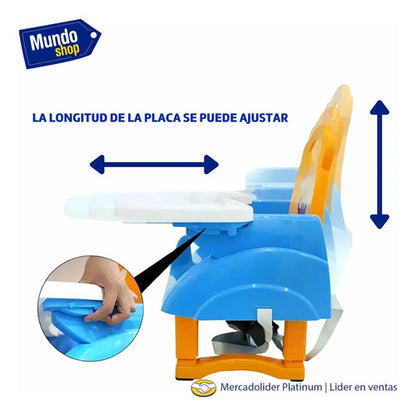 Silla De Bebe Para Comer Multiuso Portatil Generico Celeste