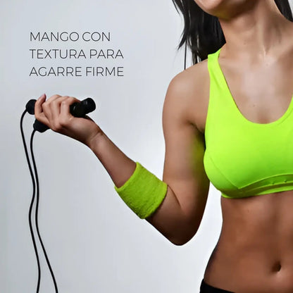 Cuerda De Saltar Metal Bosco Cardio Gym Negro