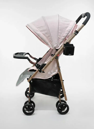 Coche Carriola De Paseo Para Bebe Plegable Burdeos Color Rosa Marrón Claro