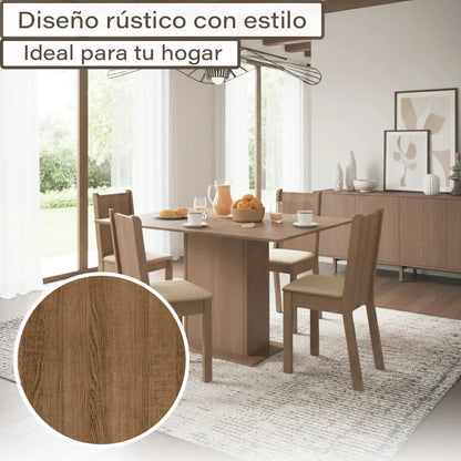 Juego de comedor 4 sillas mesa comedor tapizado Lexi