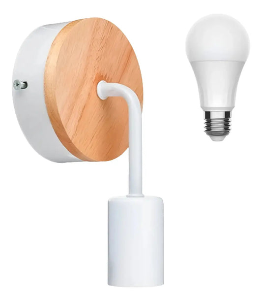 Pack aplique Mundo Shop portalamparas metal madera vintage + lampara