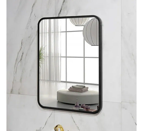Espejo Rectangular De 60 X 80cm Con Diseño Minimalista Negro Negro