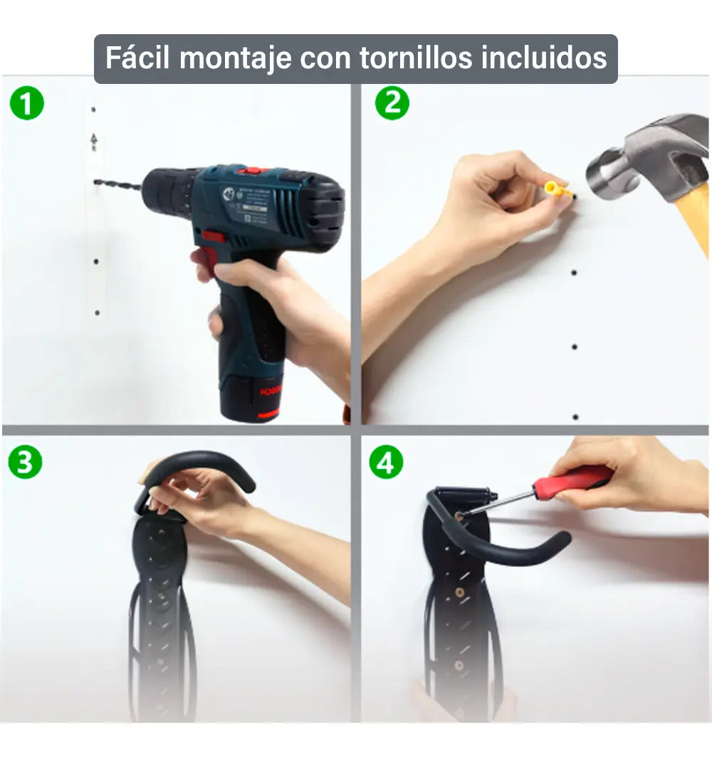 Pack x2 soporte bicicleta colgar enganchar bici en la pared negro