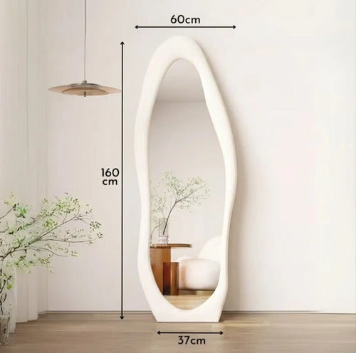 Espejo De Pie Irregular Con Borde Velvet 60x160cm Blanco Blanco