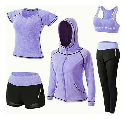 Conjunto deportivo dama sport x5 piezas violeta liso s