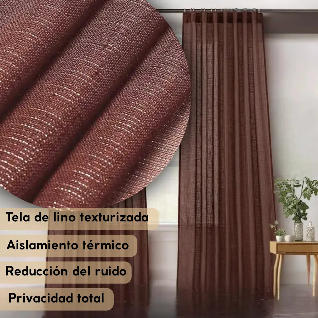 Cortina 2 paños 140 x220 cm textura lino blackout