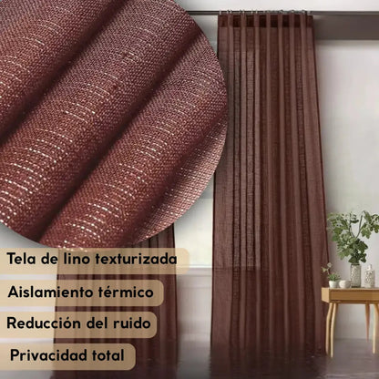 Cortina 2 paños 140 x220 cm textura lino blackout