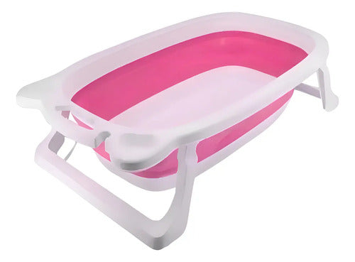 Bañito Plegable Antideslizante Para Bebé Piccoly Rosa Compacto 0-6 Meses Liso