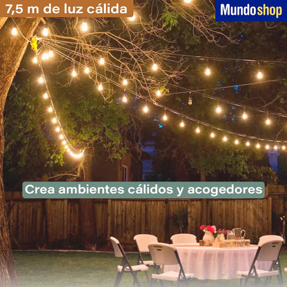 Guirnalda guia de luces LED solar 7.5 mts luz cálida