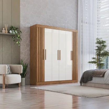 Ropero placard Florencia 6 puertas con dos cajones beige