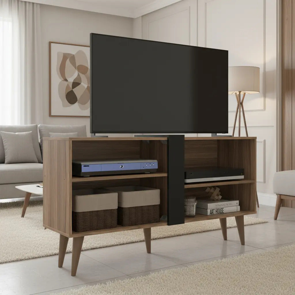 Rack TV Mundo Muebles Soberano mdp 42 pulgadas marrón 4 estantes