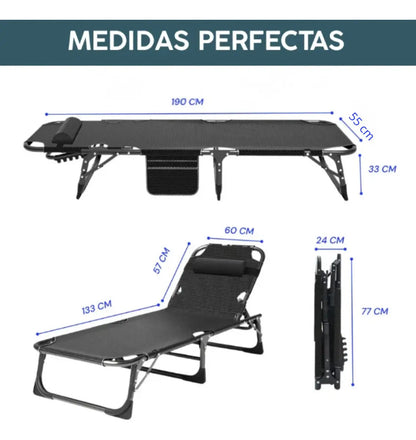 Outter silla reclinable camping cama acolchonada plegable jardin