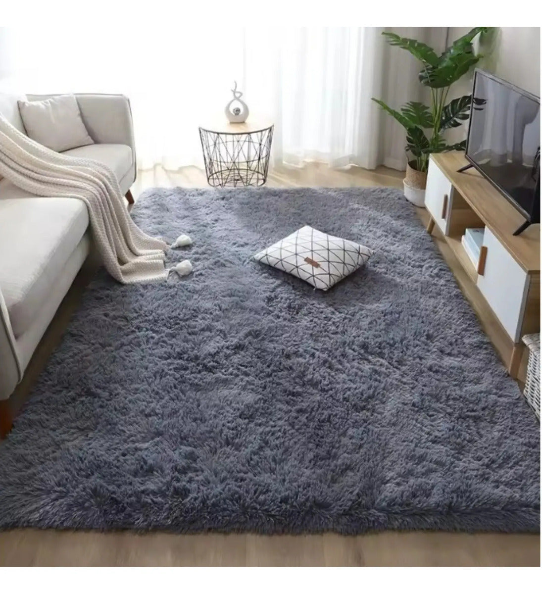 Alfombra shaggy 100 x 150cm color marrón claro diseño de la tela veteado 1.5 m 1 m