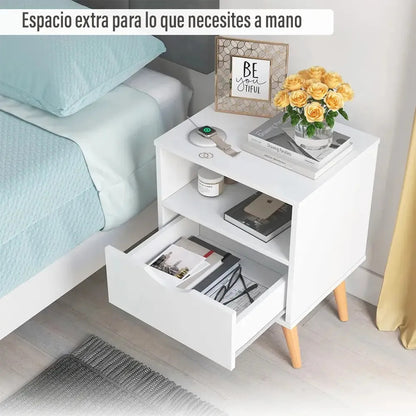 Mesa de luz dormitorio nórdica 1 cajón Grecia