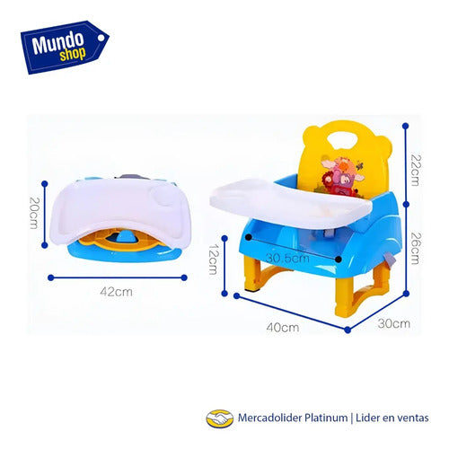 Silla De Bebe Para Comer Multiuso Portatil Generico Celeste