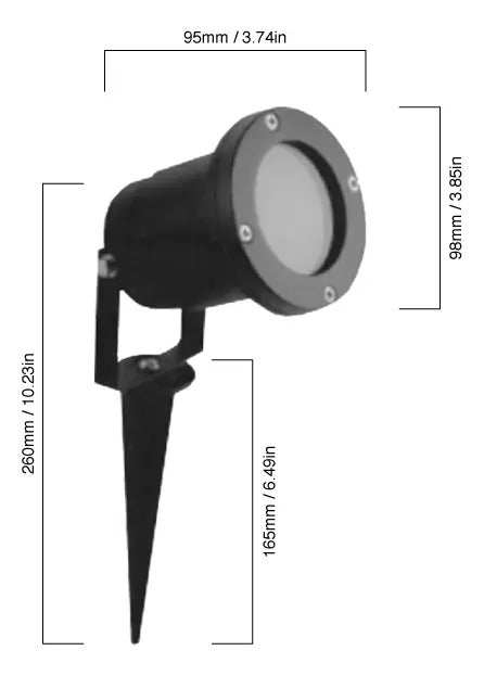 Lampara estaca jardin LED jabalina exterior pincho piso GU10 negro