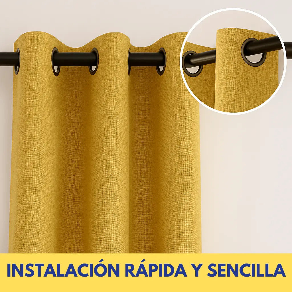 Cortina 2 paños 140 x220 cm textura lino blackout