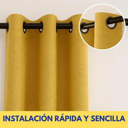 Cortina 2 paños 140 x220 cm textura lino blackout