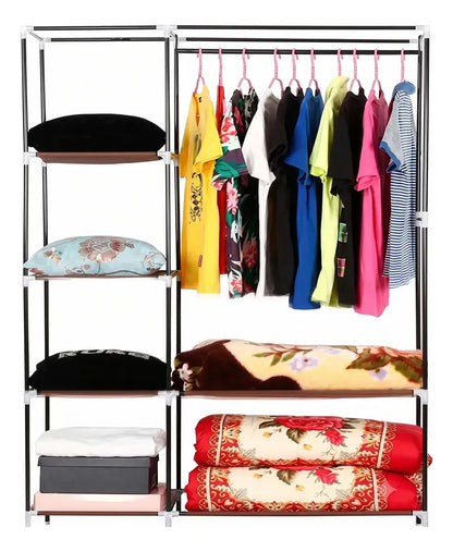 Ropero closet de tela TNT armable 6 estantes colores negro