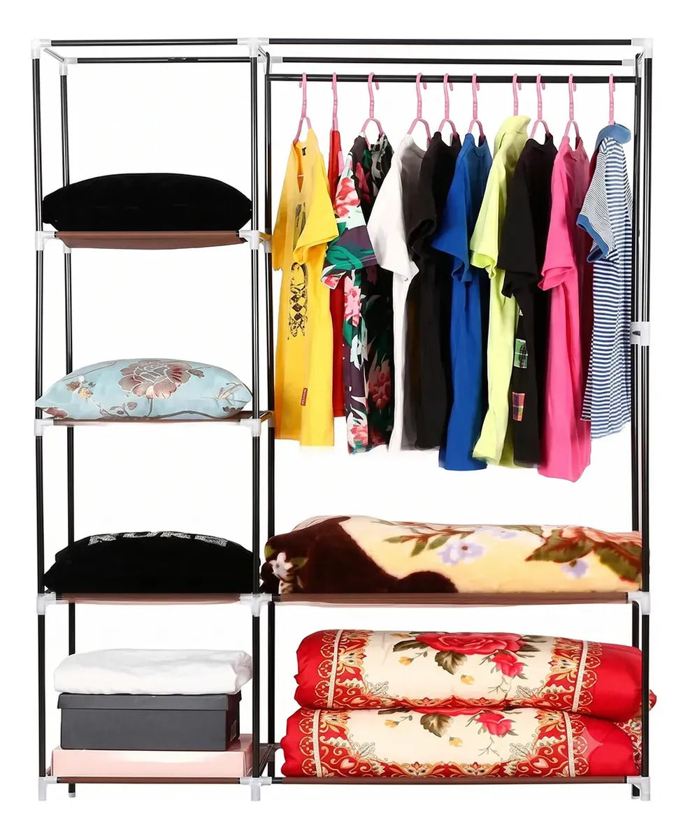 Ropero closet de tela TNT armable 6 estantes colores negro
