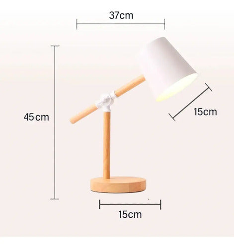 Pack X2 Lampara Portátil Articulada Madera Y Metal Pantalla Blanco