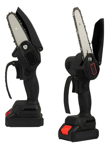 Mini motosierra 8 maletín + bateria + cadenas + accesorios negro
