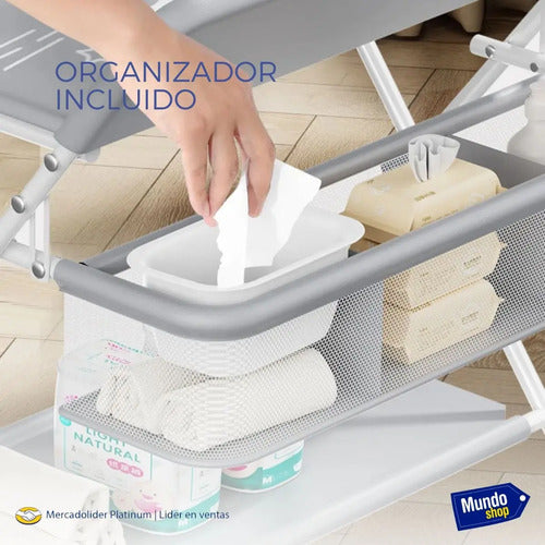 Mesa Cambiador Plegable Para Bebe Impermeable Con Estante Gris Liso