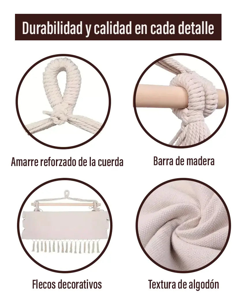 Silla hamaca paraguaya con amohadones fleco calidad premium