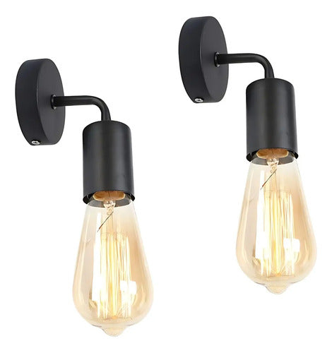 Pack X2 Aplique De Pared Nordico Metal Color Negro