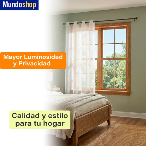 Juego De Cortinas Blancas Poliéster Estampada 106cm X 160cm Blanco