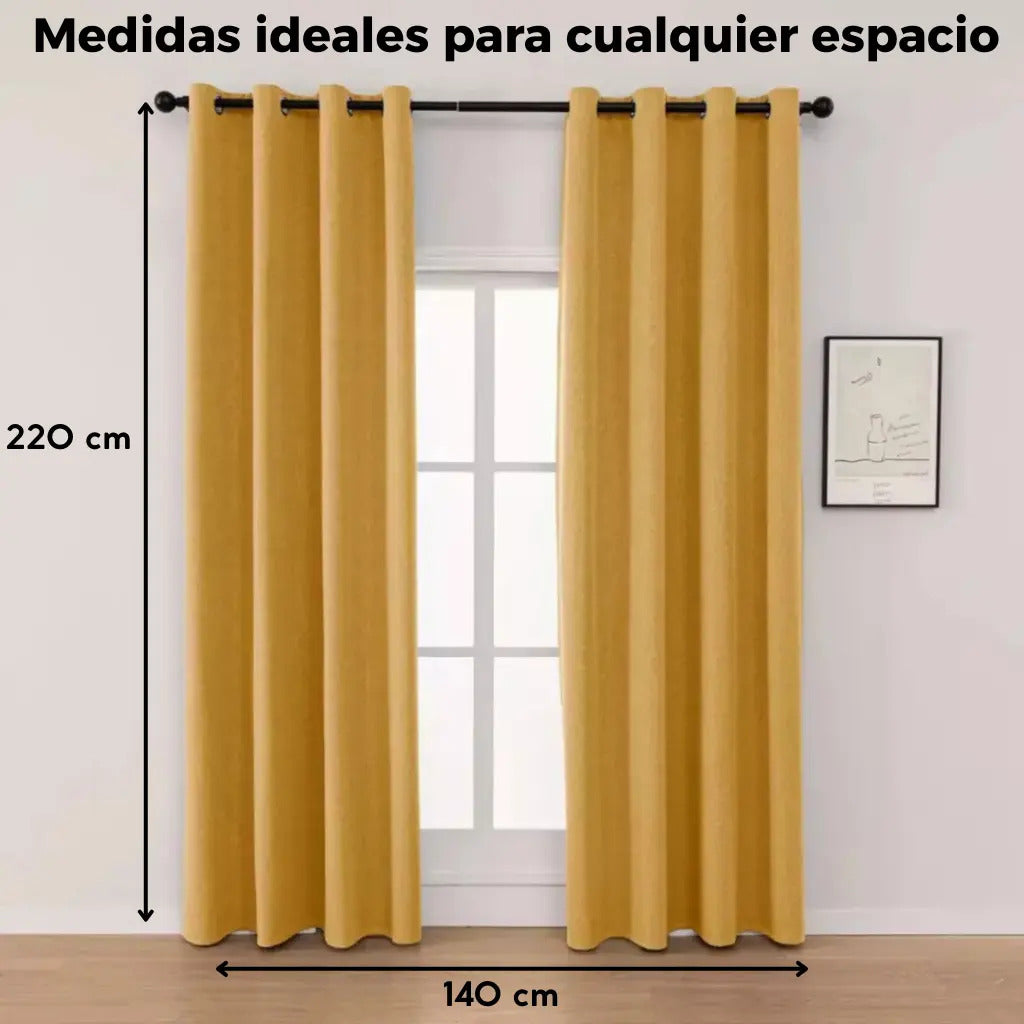 Cortina 2 paños 140 x220 cm textura lino blackout