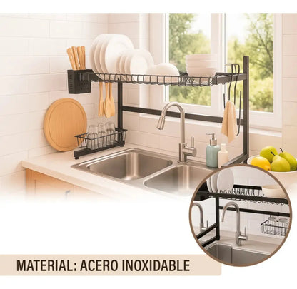 Escurridor de platos Mundo Shop Nola color negro de acero inoxidable