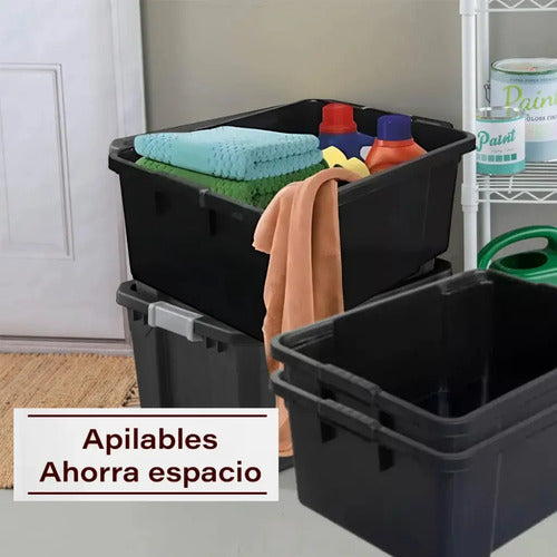 Caja Cesto Canasto Organizador Multiuso Con Tapa 40lts-negro Negro