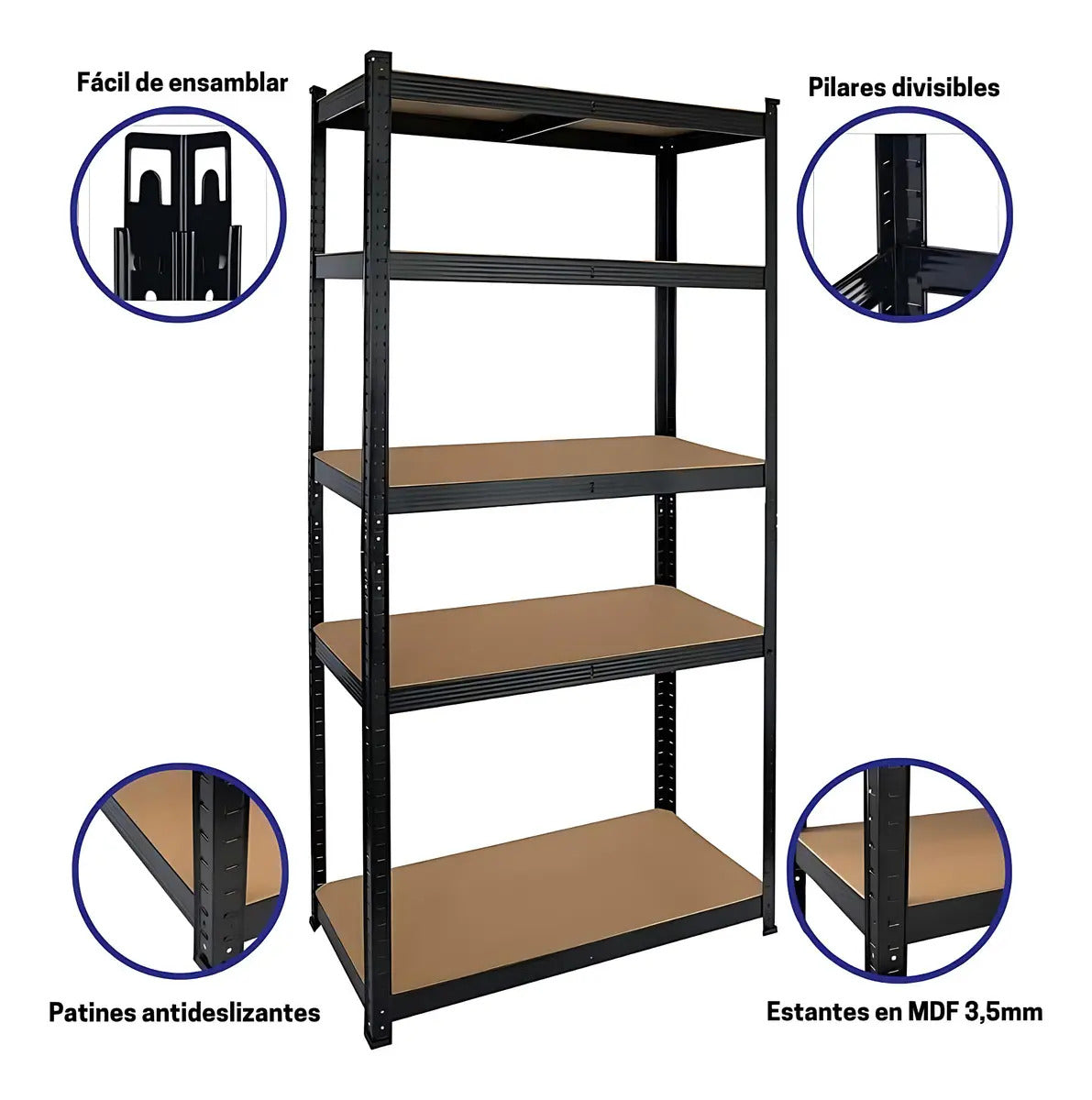 Estanteria metalica multiuso industrial MDF regulable