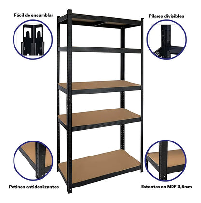 Estanteria metalica multiuso industrial MDF regulable