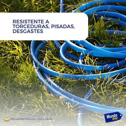 Manguera De Jardin Para Riego 20 Metros C/acoples Y Soporte Azul