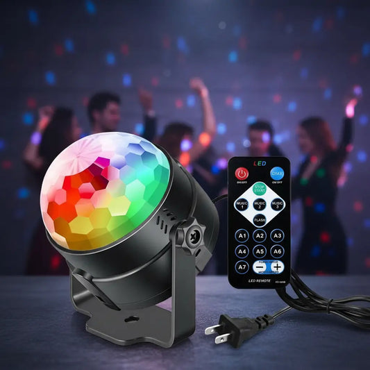 Lampara disco colores rotacion + control luces fiesta pro