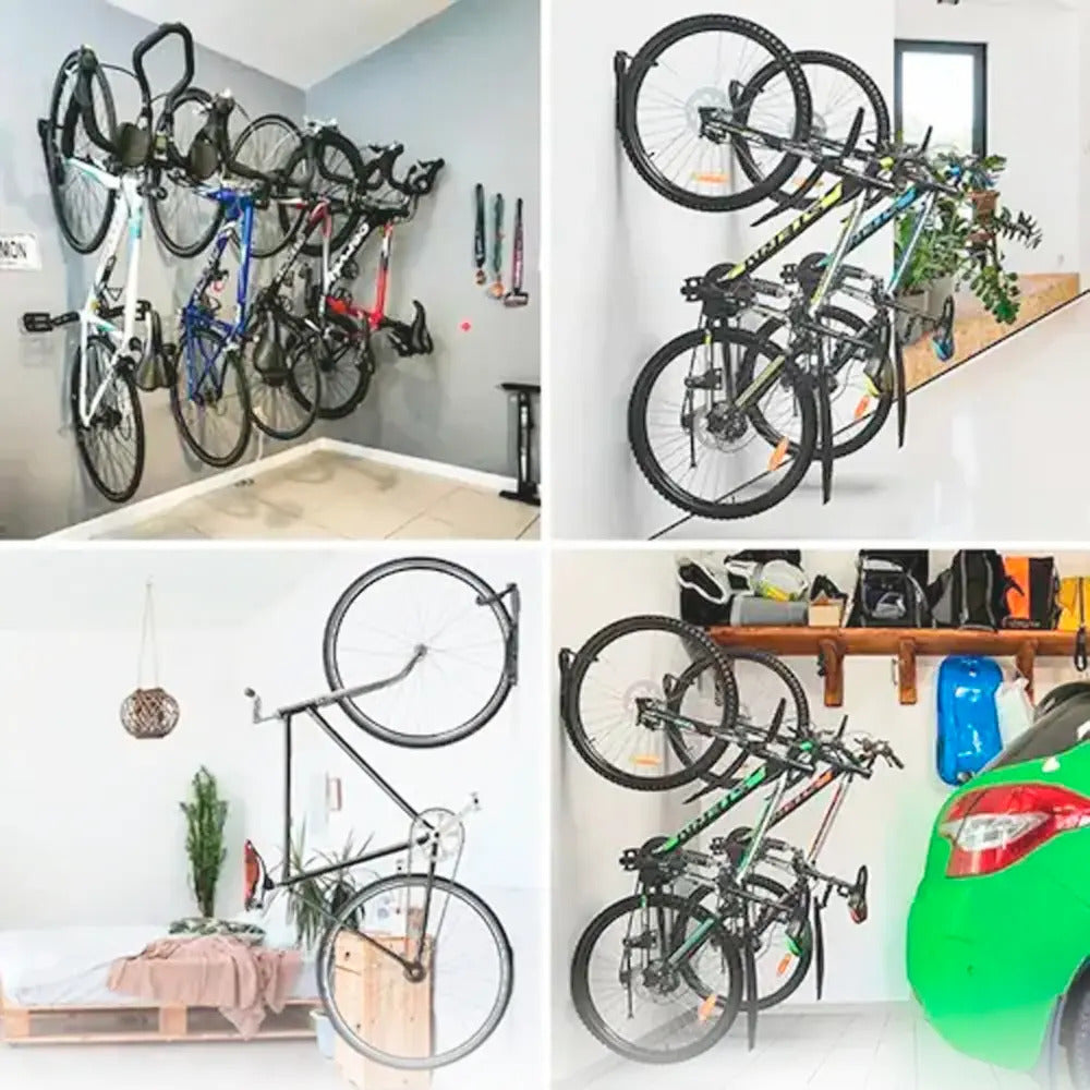 Pack x2 soporte bicicleta colgar enganchar bici en la pared negro