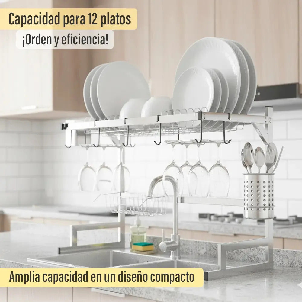 Escurridor seca platos acero vajilla 2 pisos 65cm Jalisco