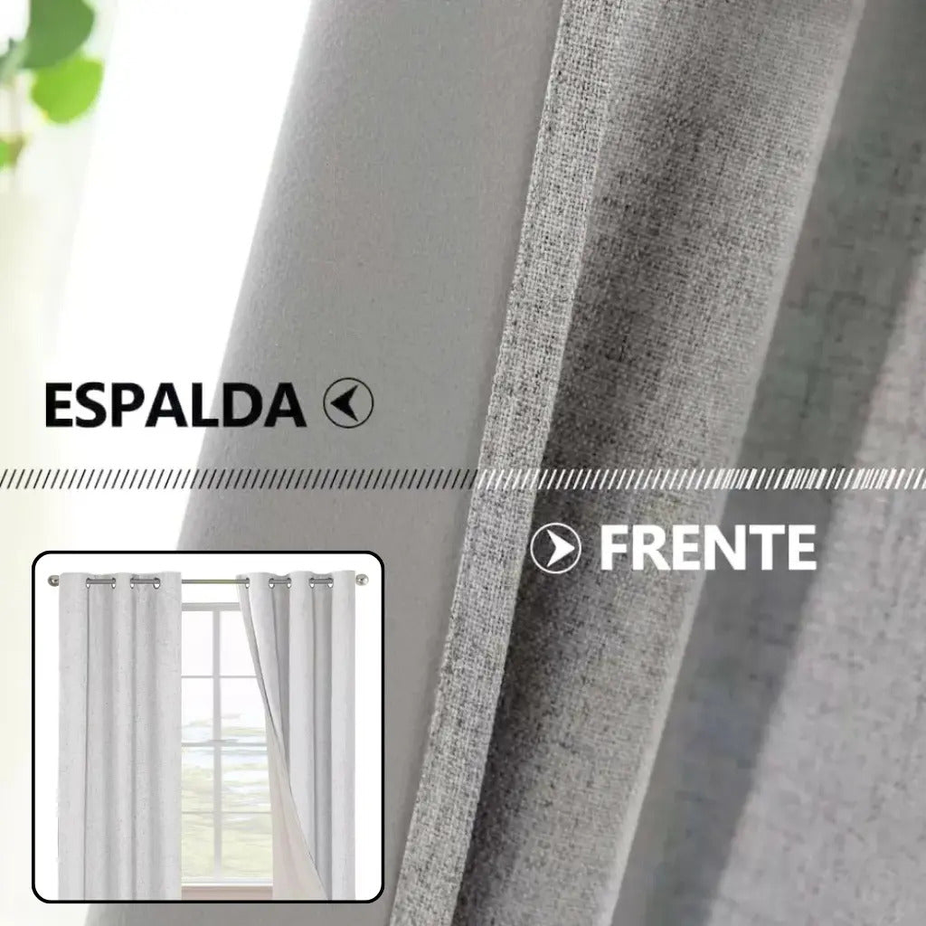 Cortina 2 paños 140 x220 cm textura lino blackout