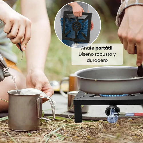 Anafe Portátil Outter 1 Hornalla Negro Gas Envasado Camping