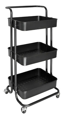 Organizador Estanteria Pvc 3 Niveles Baño Cocina Color Negro